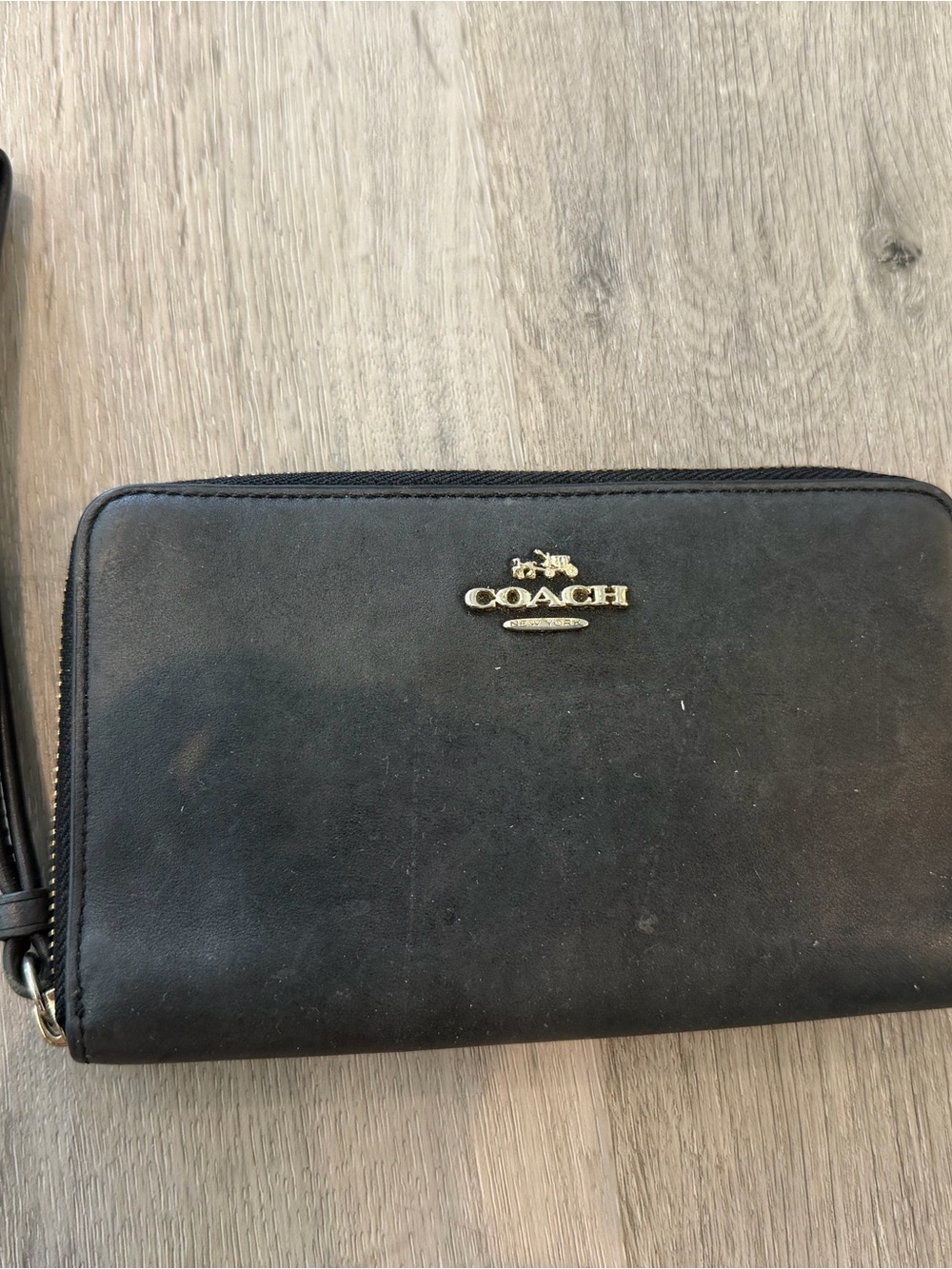 Coach Black Leather Zip-Around Wallet